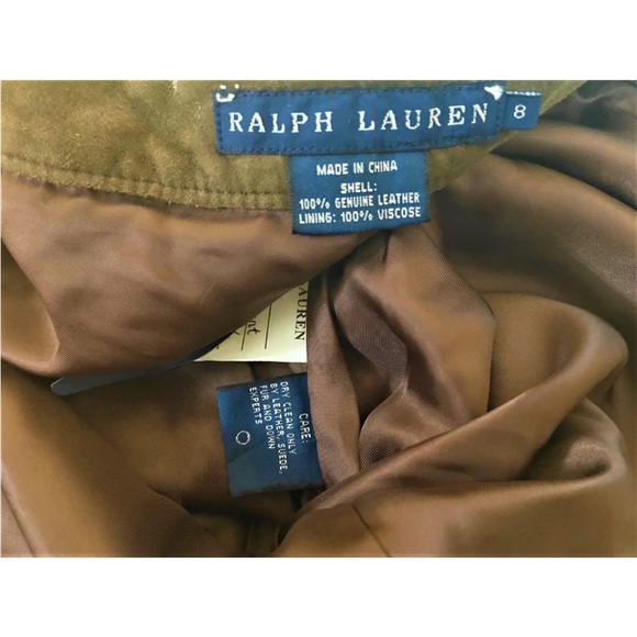 Ralph Lauren Runway Blue Label Goat Suede Leather Bridges Pants Brown Sz 8 - Picture 3 of 7